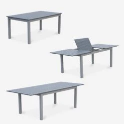 Table De Jardin Extensible Aluminium, 8 Chaises Couleur : Gris / Gris Foncé 13 Table De Jardin Extensible Aluminium, 8 Chaises Couleur : Gris / Gris Foncé -Meubles Boutique XTSAF245R8AT 04