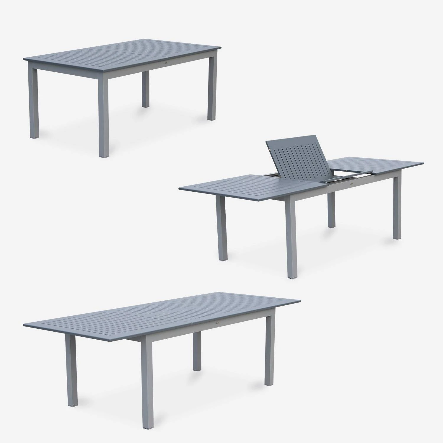 Table De Jardin Extensible Aluminium, 8 Chaises Couleur : Gris / Gris Foncé 7 Table De Jardin Extensible Aluminium, 8 Chaises Couleur : Gris / Gris Foncé – Image 7