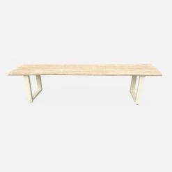 Banc 3 Places Acacia Brossé Clair, Structure Acier (lot De 2) Couleur : Ivoire -Meubles Boutique ac180benchivose 7d7fcfde1a8152d8e0b6737a3ae508b0