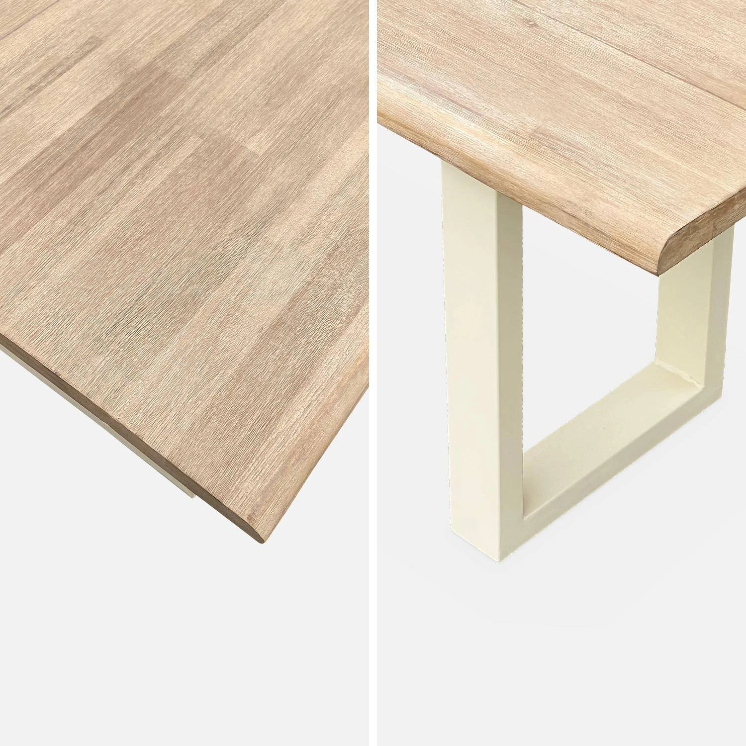 Table Intérieur / Extérieur Bois Et Métal 6 Places Couleur : Ivoire 6 Table Intérieur / Extérieur Bois Et Métal 6 Places Couleur : Ivoire – Image 6