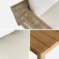 Salon De Jardin Cannage Et Bois 4 Places, Beige Couleur : Teck -Meubles Boutique accan3101bg 069d20186acbec1b5843140b61939463