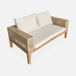 Salon De Jardin Cannage Et Bois 4 Places, Beige Couleur : Teck -Meubles Boutique accan3101bg 229a93e7833a43fcd83b97eee311a57e