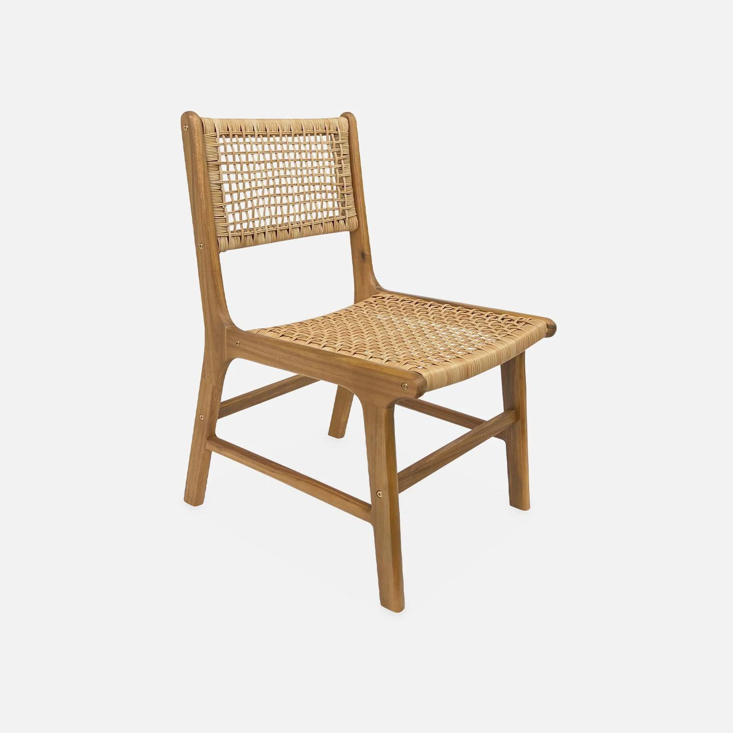 Table De Jardin Bois Et Métal + 4 Chaises En Cannage Et Bois Couleur : Ivoire 5 Table De Jardin Bois Et Métal + 4 Chaises En Cannage Et Bois Couleur : Ivoire – Image 5