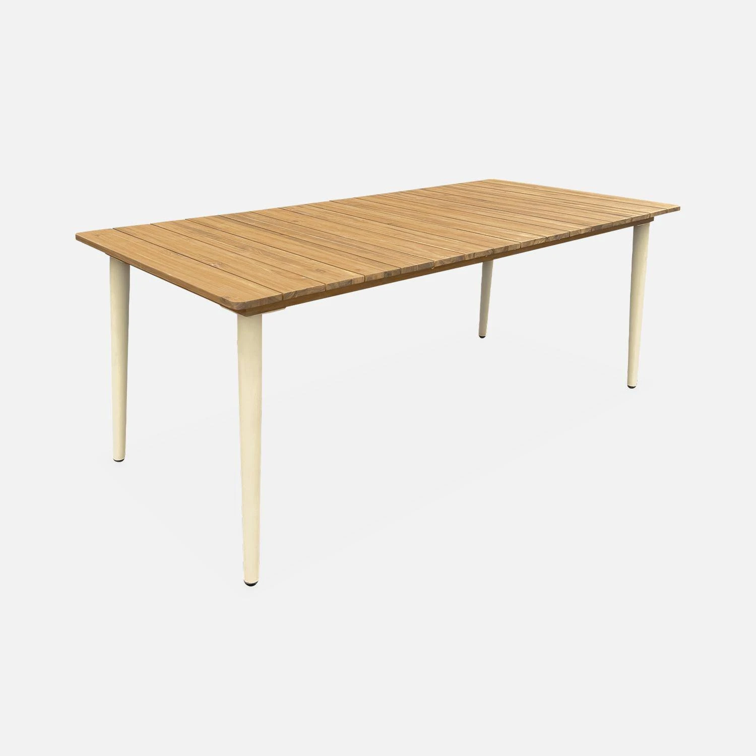 Table De Jardin Bois Et Métal + 6 Chaises En Cannage Et Bois Couleur : Ivoire 4 Table De Jardin Bois Et Métal + 6 Chaises En Cannage Et Bois Couleur : Ivoire – Image 4