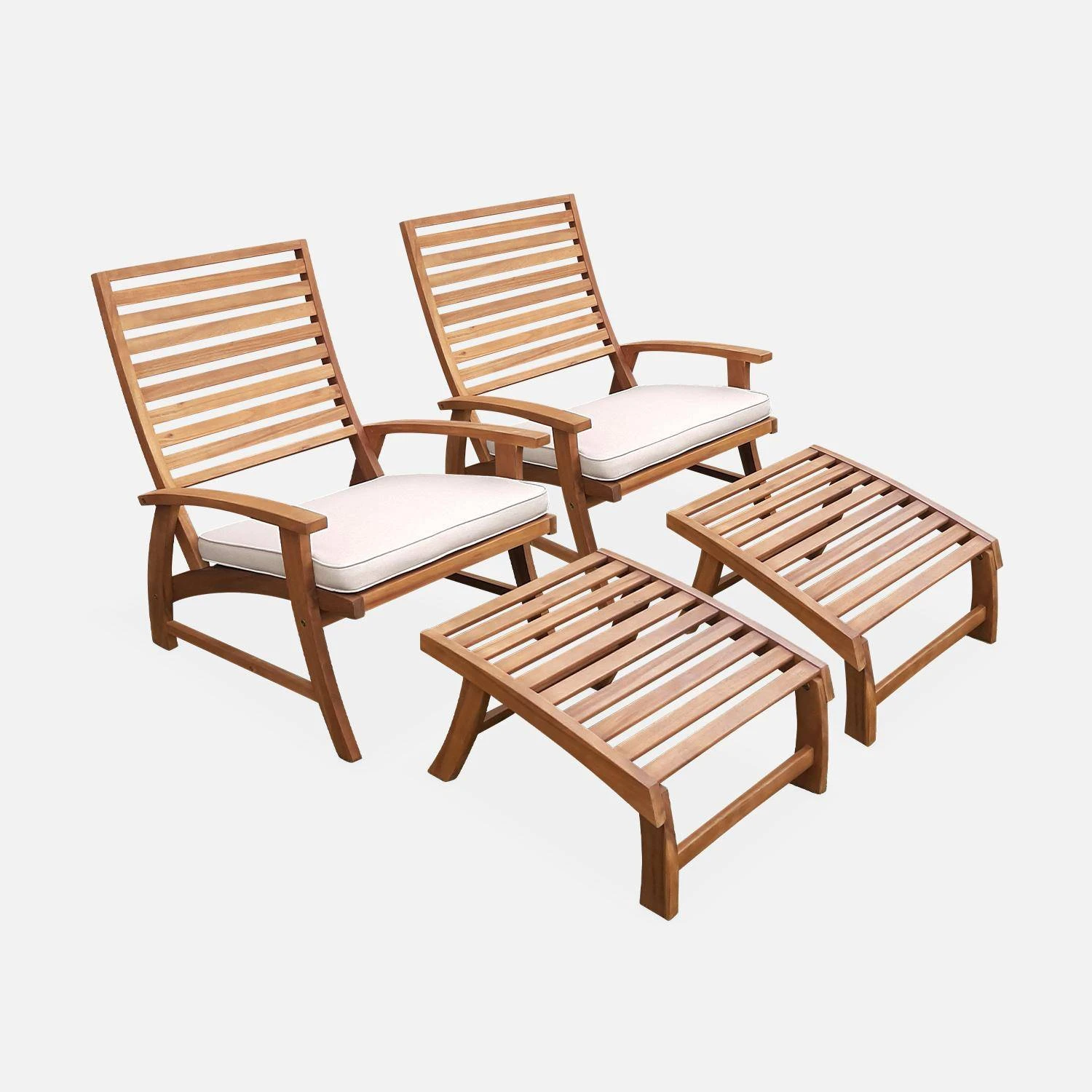 Chaise Avec Repose-pied Bois (lot De 2) 3 Chaise Avec Repose-pied Bois (lot De 2) – Image 3