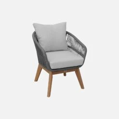 Salon De Jardin Bois Et Cordes 4 Places Couleur : Gris / Gris Chiné -Meubles Boutique acrope3109gy 96ab03545ddc4787ae3b25fa39275cac