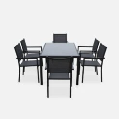 Table De Jardin Aluminium Et Textilène, 6 Chaises Empilables Couleur : Anthracite / Gris -Meubles Boutique af150r6at f6e2f1c5f9e33d770cfad25e0ebef64c