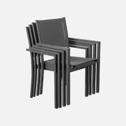 Table De Jardin Aluminium Et Textilène, 8 Chaises Empilables Couleur : Anthracite / Gris 12 Table De Jardin Aluminium Et Textilène, 8 Chaises Empilables Couleur : Anthracite / Gris -Meubles Boutique af180r8at 572a846f2b5217690638e3a50b9a2424