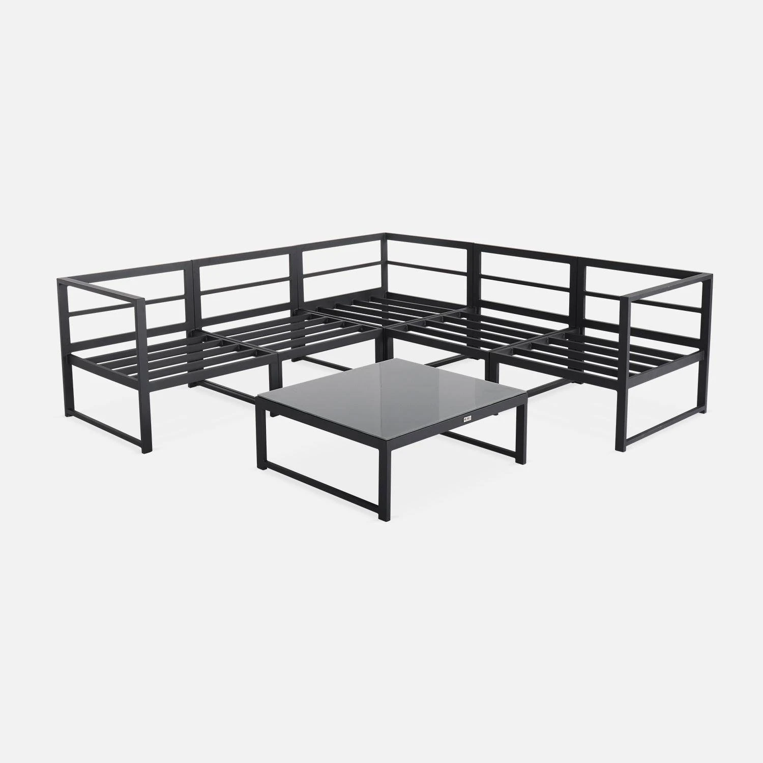 Salon De Jardin D'angle Aluminium 5 Places Couleur : Anthracite / Taupe 6 Salon De Jardin D'angle Aluminium 5 Places Couleur : Anthracite / Taupe – Image 6