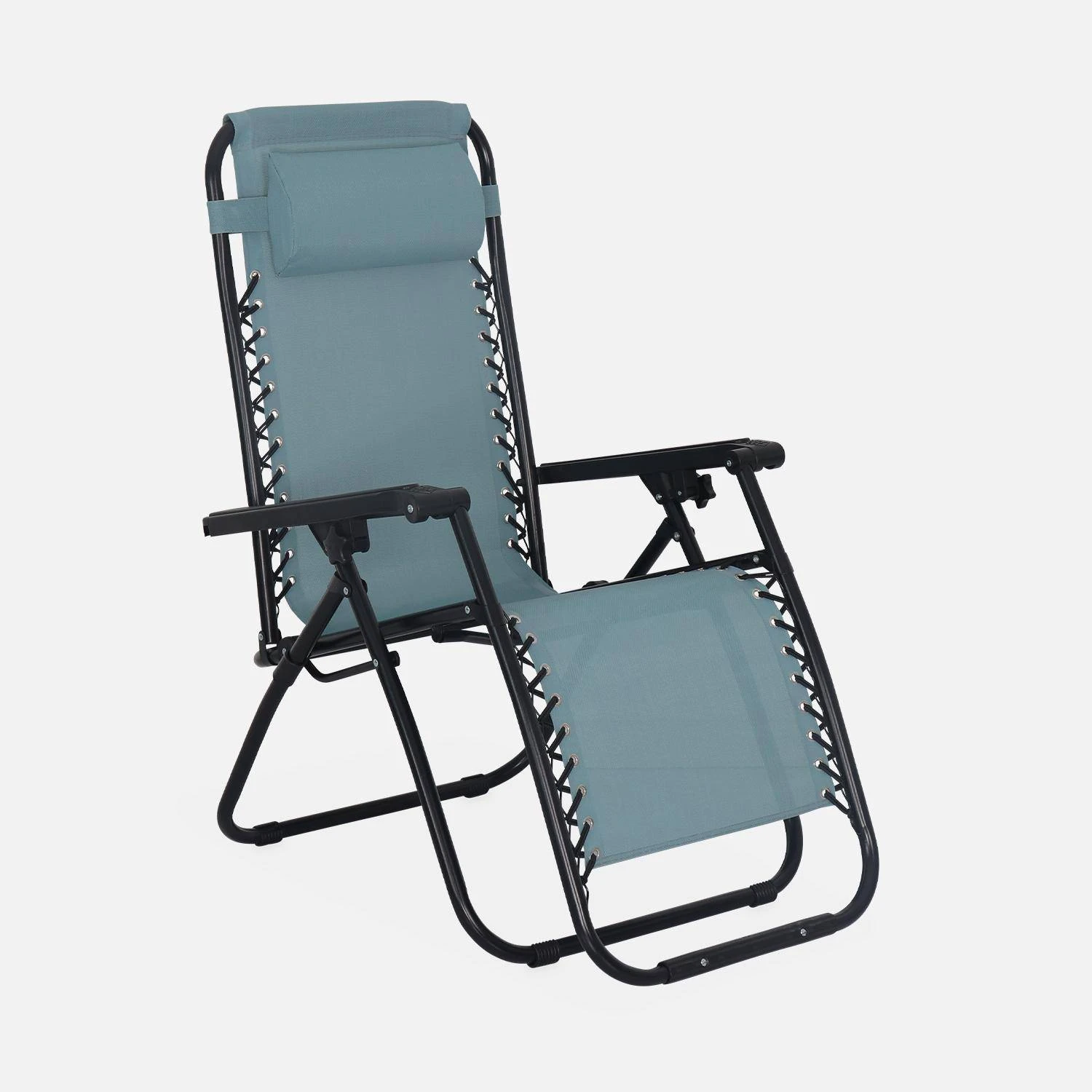 Fauteuil Relax Pliable Multi Positions Textilène (lot De 2) Couleur : Émeraude 2 Fauteuil Relax Pliable Multi Positions Textilène (lot De 2) Couleur : Émeraude – Image 2