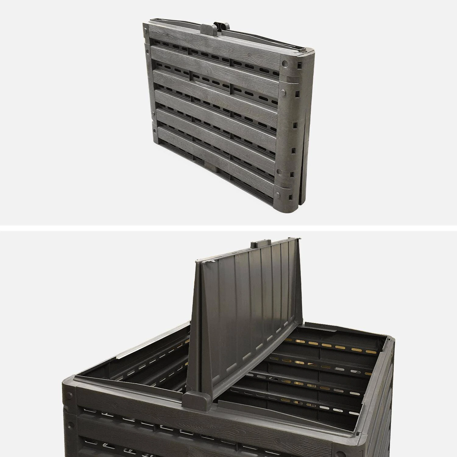 Lot De 2 Composteurs De Jardin Noirs, Plastique Recyclé, Double Ouverture, 400L 4 Lot De 2 Composteurs De Jardin Noirs, Plastique Recyclé, Double Ouverture, 400L – Image 4