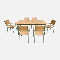Table De Jardin Bois Et Aluminium 190cm, 6 Chaises Empilables -Meubles Boutique ec190r6aseggy 470880723b604906ab94cd2c2655803d