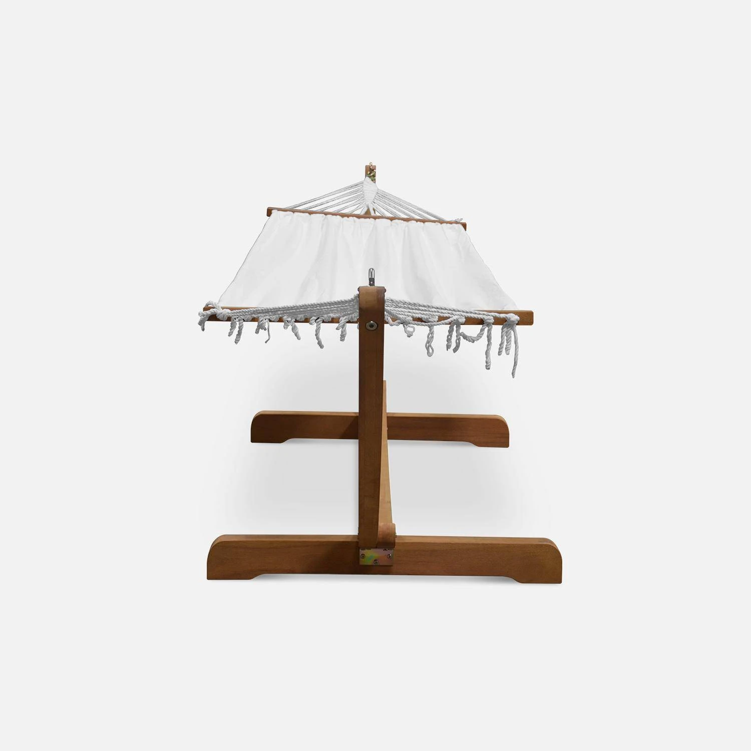 Hamac Sur Pieds En Bois, Toile En Coton Couleur : Blanc 6 Hamac Sur Pieds En Bois, Toile En Coton Couleur : Blanc – Image 6