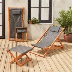 Bain De Soleil Et Repose-pieds Bois Eucalyptus Multi Positions (lot De 2) -Meubles Boutique ectxdeckfratx2 c7b86c49f723059fb64b4f7cce687dc8