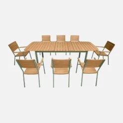 Table De Jardin Extensible Bois Et Aluminium 190/253 Cm, 8 Chaises Empilables -Meubles Boutique ecxtp190r8seggy a1f39f2680403cf0188016a3e1814e4d