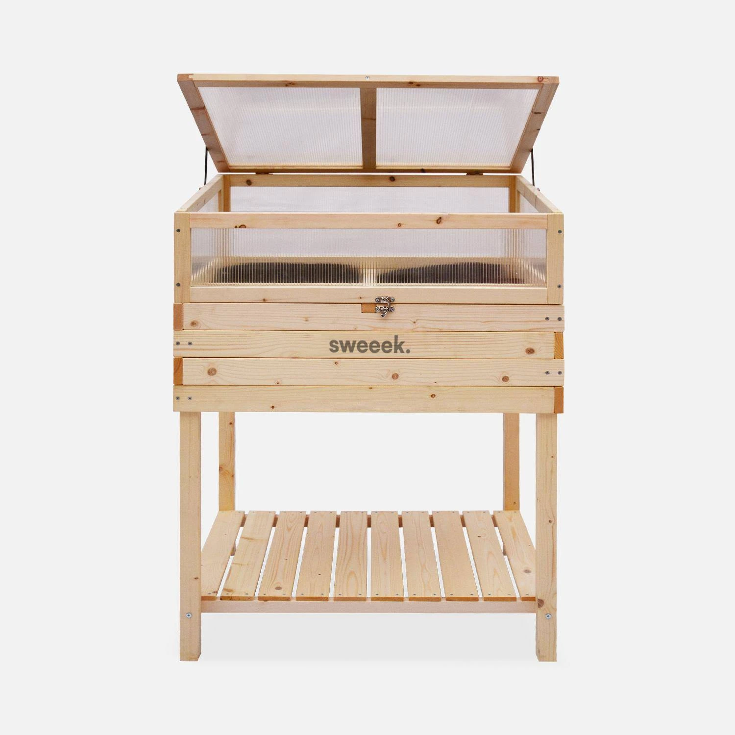 Carré Potager Sur Pieds En Bois Et Serre 80x60x109cm 3 Carré Potager Sur Pieds En Bois Et Serre 80x60x109cm – Image 3