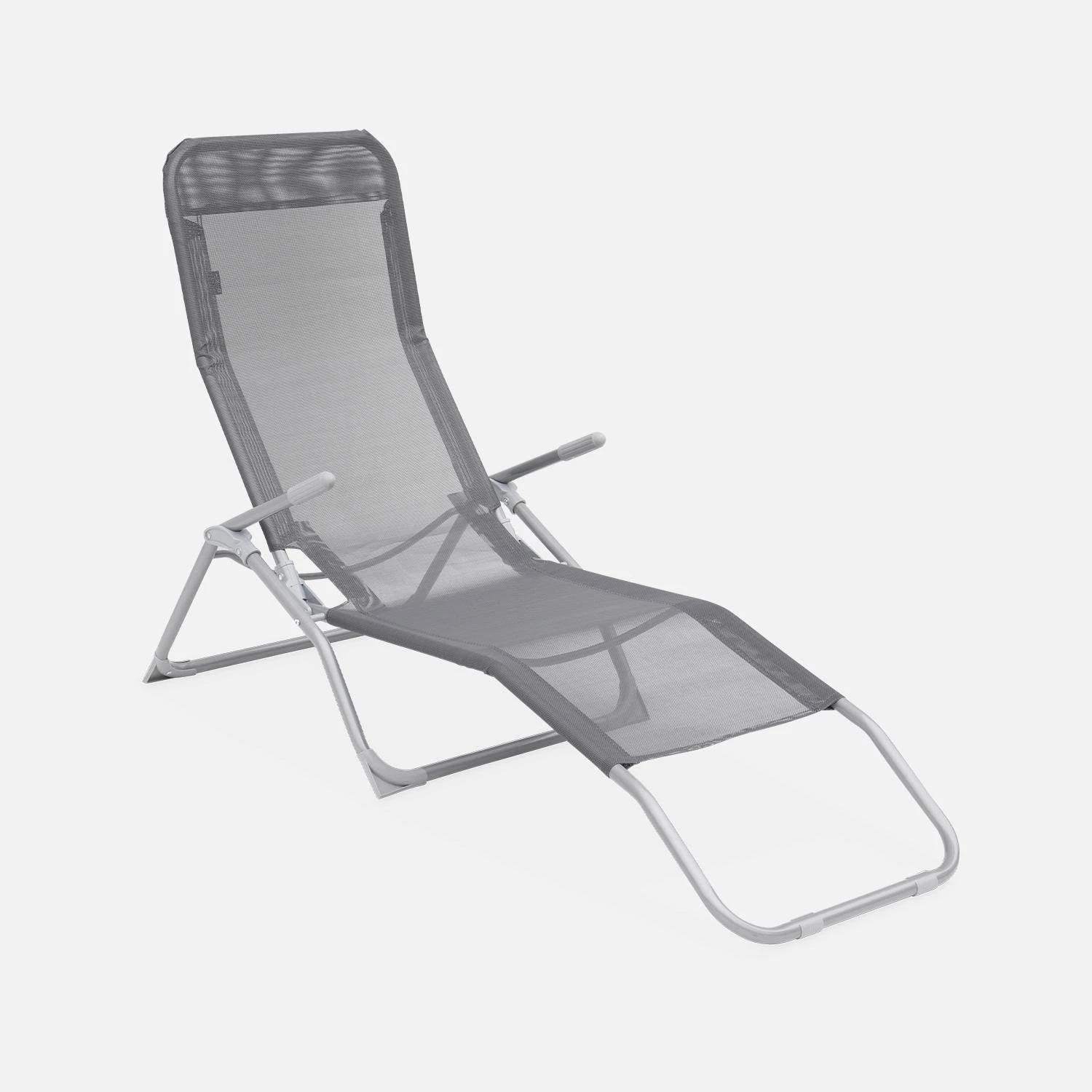 Bain De Soleil Textilène Pliant Avec 2 Positions (lot De 2) Couleur : Anthracite 2 Bain De Soleil Textilène Pliant Avec 2 Positions (lot De 2) Couleur : Anthracite – Image 2