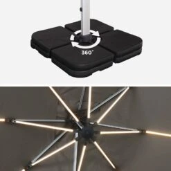 Parasol LED Déporté Rectangulaire 3x4m Couleur : Taupe -Meubles Boutique hdu3x4ledbn 2fe5ead7ddbcc43557a96c43d10e8064