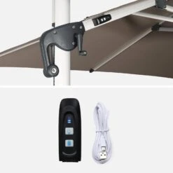 Parasol LED Déporté Rectangulaire 3x4m Couleur : Taupe -Meubles Boutique hdu3x4ledbn a6f0cedf16071e15da44f8664c0aafe3