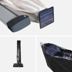 Parasol LED Déporté Carré 4x4m Couleur : Beige -Meubles Boutique hdu4x4ledbg b94f509c8c2812d10c09ee2536fd4099