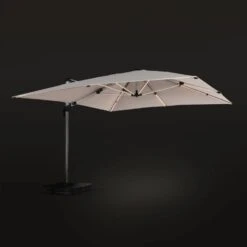 Parasol LED Déporté Carré 4x4m Couleur : Beige -Meubles Boutique hdu4x4ledbg e23c5fc2ad876c96b970e2a55746feb3