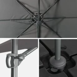 Parasol Déporté Carré 2,5x2,5m -Meubles Boutique huflat25x25gy 78214c03c1a94e2070b58e0dc9e6309c