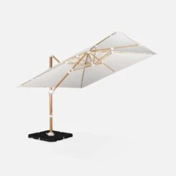 Parasol Déporté Carré 3x3m, Mât Effet Bois Couleur : Ecru -Meubles Boutique hukd3x3wdecru ef5ac34ffe8b639319f5ab79cac32ed8