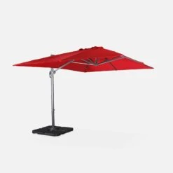 Parasol Déporté Rectangulaire 3x4m + Dalles à Lester 50x50cm Couleur : Rouge -Meubles Boutique hukd3x4basered 2d654ac9f3c82b44dda94f4b9a906b6d