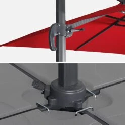 Parasol Déporté Rectangulaire 3x4m + Dalles à Lester 50x50cm Couleur : Rouge -Meubles Boutique hukd3x4basered 5417aaf1487e972283fd4f1a08cde272