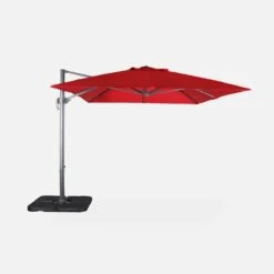 Parasol Déporté Rectangulaire 3x4m + Dalles à Lester 50x50cm Couleur : Rouge -Meubles Boutique hukd3x4basered 6d3cbd3befa9bfb366d431db2d4faf9b