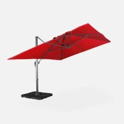 Parasol Déporté Rectangulaire 3x4m + Dalles à Lester 50x50cm Couleur : Rouge -Meubles Boutique hukd3x4basered cec76a1efa16d8ac892d5d3c235ff7d3