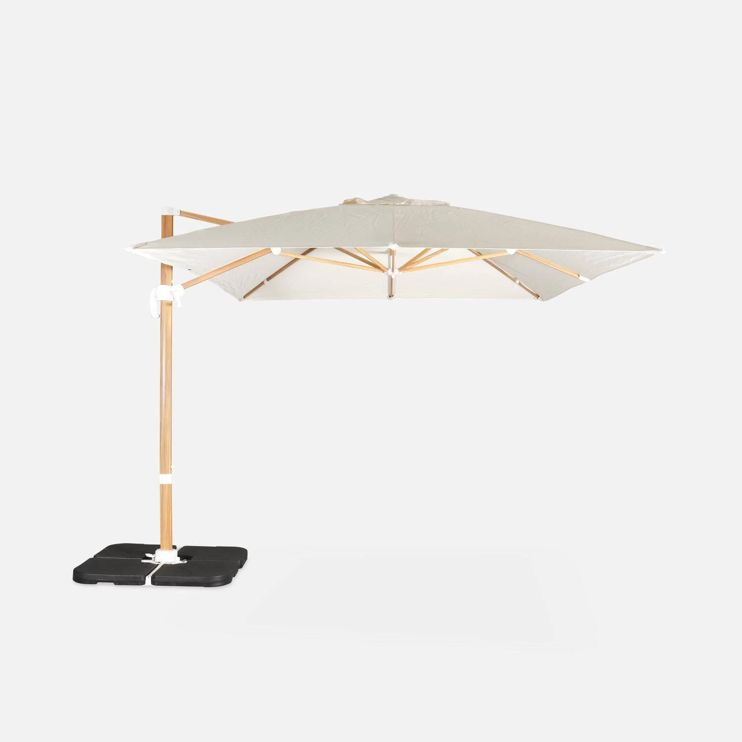 Parasol Déporté Rectangulaire 3x4m, Mât Effet Bois + Dalles à Lester 50x50cm Couleur : Ecru 2 Parasol Déporté Rectangulaire 3x4m, Mât Effet Bois + Dalles à Lester 50x50cm Couleur : Ecru – Image 2