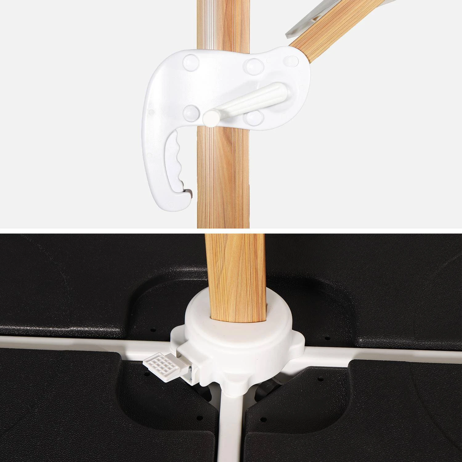 Parasol Déporté Rectangulaire 3x4m, Mât Effet Bois + Dalles à Lester 50x50cm Couleur : Ecru 5 Parasol Déporté Rectangulaire 3x4m, Mât Effet Bois + Dalles à Lester 50x50cm Couleur : Ecru – Image 5