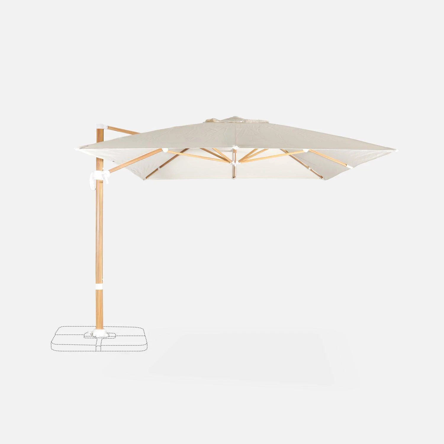 Parasol Déporté Rectangulaire 3x4m, Mât Effet Bois Couleur : Ecru 4 Parasol Déporté Rectangulaire 3x4m, Mât Effet Bois Couleur : Ecru – Image 4