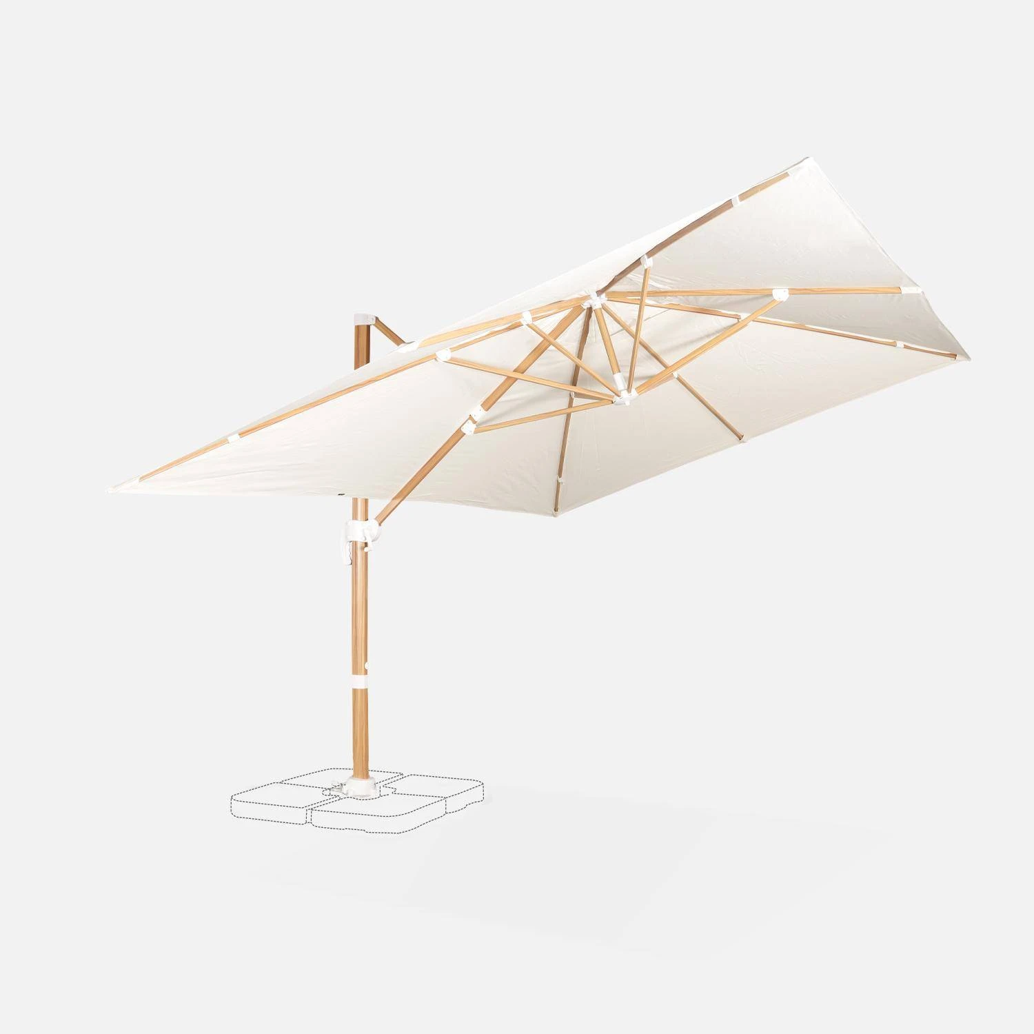 Parasol Déporté Rectangulaire 3x4m, Mât Effet Bois Couleur : Ecru 5 Parasol Déporté Rectangulaire 3x4m, Mât Effet Bois Couleur : Ecru – Image 5