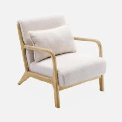 Fauteuil Scandinave En Bois Et Tissu Bouclette -Meubles Boutique iacscaboucl 405c4770c5abfc6d8a5fb35b06fb8dee