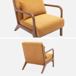 Fauteuil Scandinave Velours Côtelé Et Bois D'hévéa Noyer Clair -Meubles Boutique iacscalwlcrocr aae12e0f21795ee0bdd23c11d29bda47