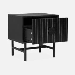 Table De Chevet Effet Bois Rainuré Noir -Meubles Boutique ibazbedside 57bcace4b030a3c34b7483bb6fc566e5