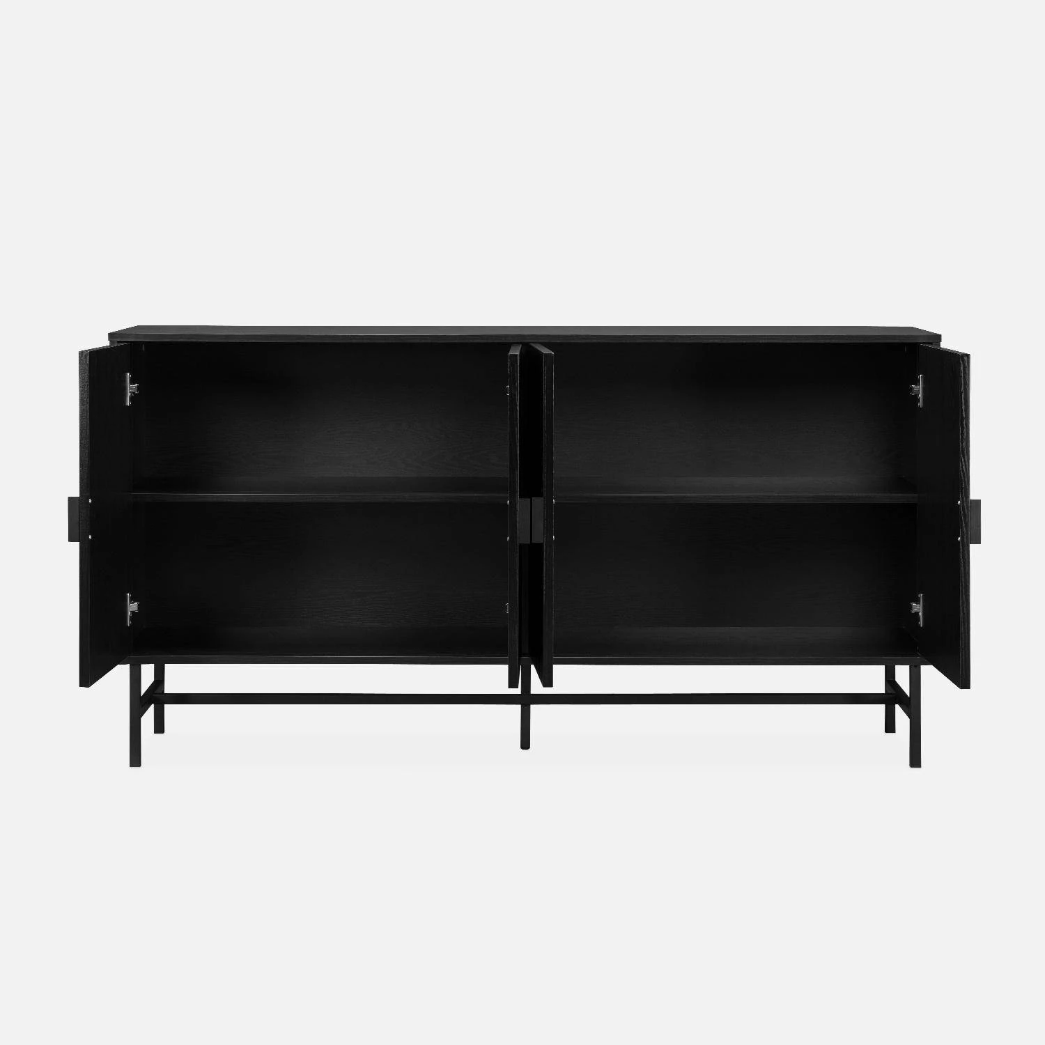 Buffet Effet Bois Rainuré Noir 4 Portes 157,5 Cm 6 Buffet Effet Bois Rainuré Noir 4 Portes 157,5 Cm – Image 6
