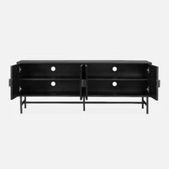 Meuble TV Effet Bois Rainuré Noir 160 Cm -Meubles Boutique ibaztvstand 61baf517a4052bb6a8f26426e7899cdc