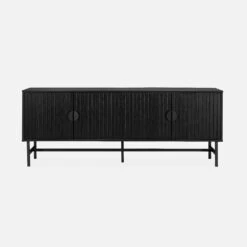 Meuble TV Effet Bois Rainuré Noir 160 Cm -Meubles Boutique ibaztvstand 7db1f6b91a7b75a608b71a3f76c18a6a
