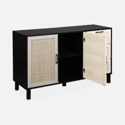 Buffet Scandinave Effet Bois Et Cannage 2 Portes 120 Cm -Meubles Boutique ibcanbuffet 02b4cb5eb7210c6da45acbdc1678defd