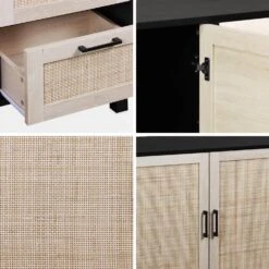 Buffet Scandinave Effet Bois Et Cannage 2 Portes 120 Cm -Meubles Boutique ibcanbuffet 0687b00446abd5e2f72b1e860d256fad