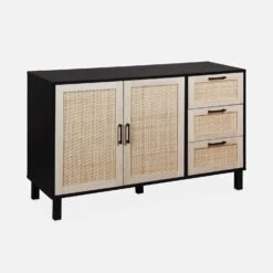 Buffet Scandinave Effet Bois Et Cannage 2 Portes 120 Cm -Meubles Boutique ibcanbuffet c34e121c104a8822910534256947e51d
