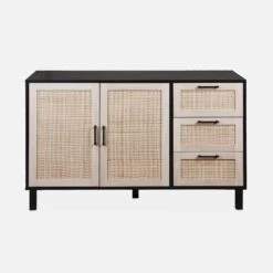 Buffet Scandinave Effet Bois Et Cannage 2 Portes 120 Cm -Meubles Boutique ibcanbuffet c812654171d8f0226d7222e6b96765ae