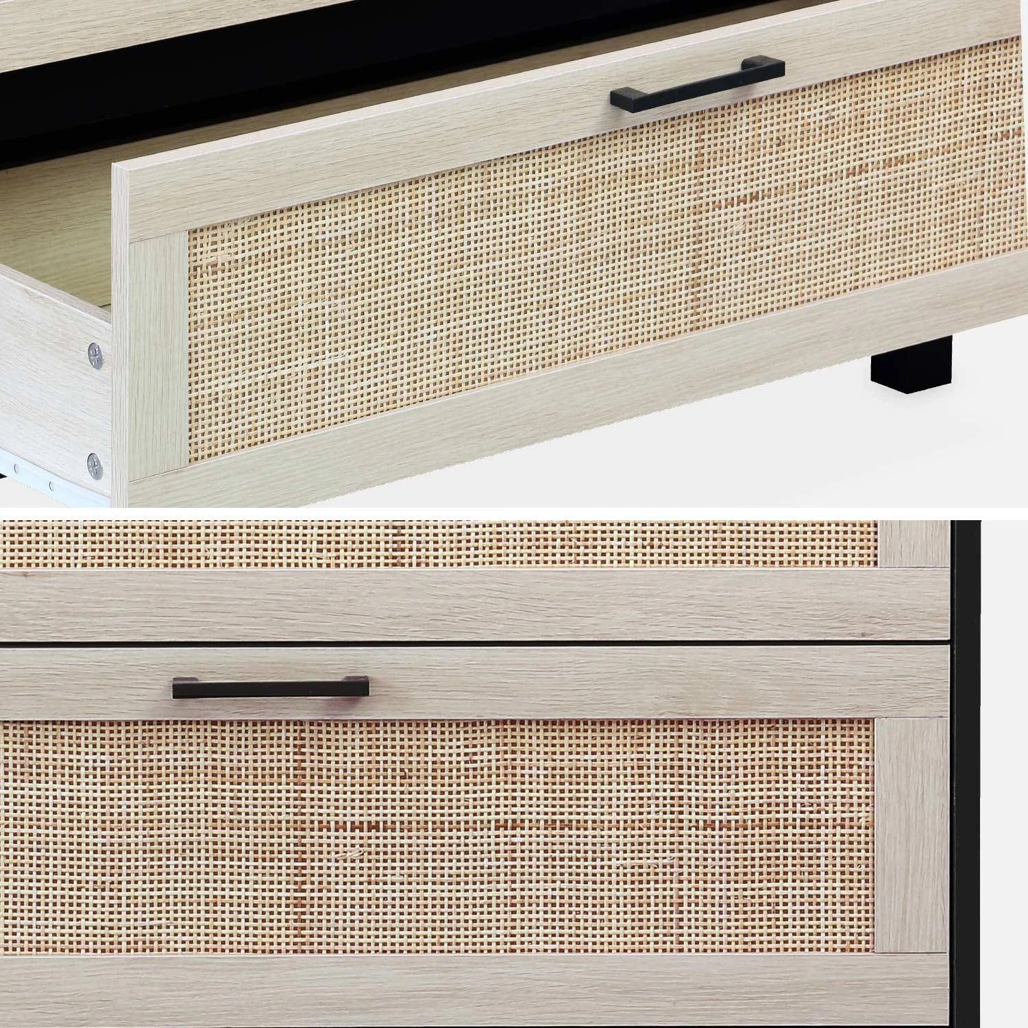 Commode Scandinave Bois Et Cannage 3 Tiroirs 6 Commode Scandinave Bois Et Cannage 3 Tiroirs – Image 6