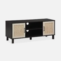 Meuble TV Scandinave Bois Et Cannage 115 Cm -Meubles Boutique ibcantvstand a83bd821d863eda80a1fe520901c0d32