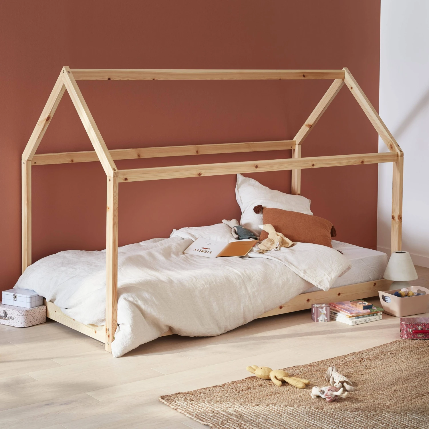 Lit Cabane Enfant 90 X 190 Cm En Pin Naturel, Sommier Inclus Couleur : Naturel 1 Lit Cabane Enfant 90 X 190 Cm En Pin Naturel, Sommier Inclus Couleur : Naturel