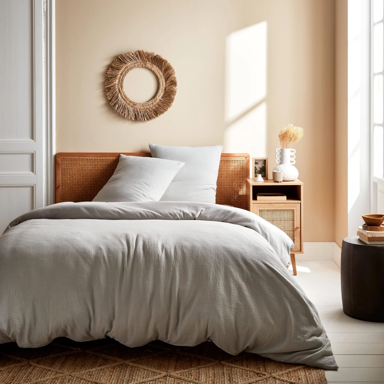 Parure De Lit Gaze De Coton Gris Clair 1 Parure De Lit Gaze De Coton Gris Clair