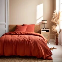 Parure De Lit Gaze De Coton Ocre